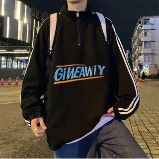 Long-sleeve Half-zip Letter Print Pullover