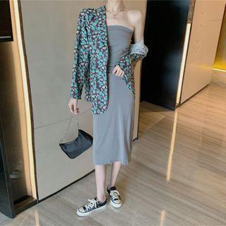 Set: Floral Blazer + Midi Tube Dress