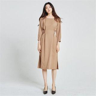 Square-neck Tie-waist Long Dress