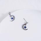 Moon & Star Dangle Earring 1 Pair - Silver - One Size