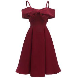 Strappy Bow Accent A-line Dress