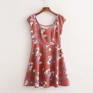 Sleeveless Round-neck Print Dress
