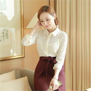 3/4-sleeve Lace Blouse