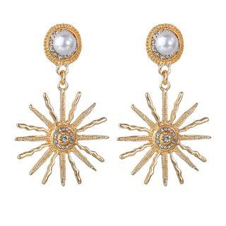 Rhinestone Sun Earring 1 Pair - Gold - One Size