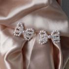 Faux Pearl Faux Crystal Bow Earring 1 Pair - S925 Sterling Silver Pin Earring - One Size