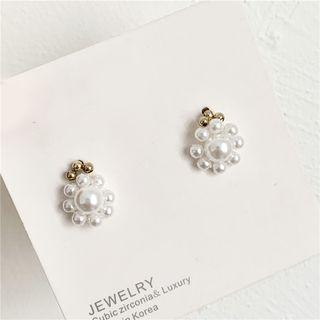 Faux Pearl Flower Earring 1 Pair - Stud Earring - One Size