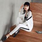 Set: Contrast Trim Jacket + Sweatpants