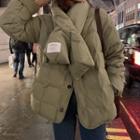 Set: Padded Buttoned Jacket + Scarf