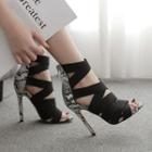 Python Print Stiletto-heel Gladiator Sandals