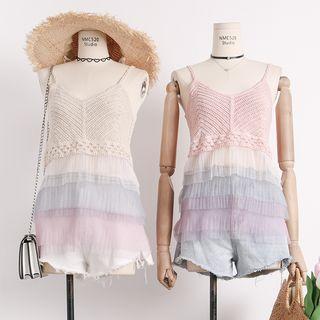 Patchwork Layered-hem Knit Vest