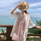 Floral Strappy A-line Chiffon Dress White - One Size