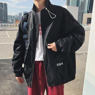 Lettering Dual-pocket Zip Jacket