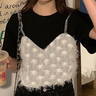 Mock Two Piece Short-sleeve T-shirt As Shown In Figure - One Size