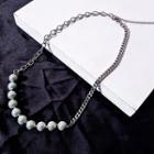 Faux Pearl Stainless Steel Necklace Necklace - Silver - 57cm