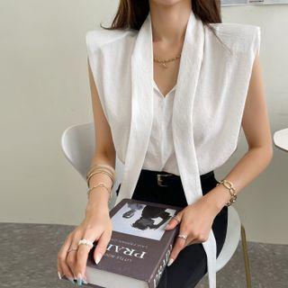 Sleeveless Padded Shoulder Blouse