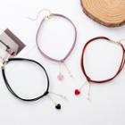 Faux Suede Heart Faux Pearl Choker