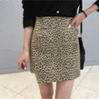 Wrap-front Leopard Miniskirt