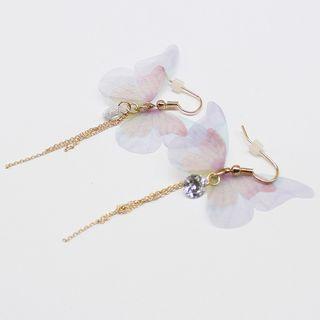 Butterfly & Metal Fringe Drop Earring 1 Pair - Gold - One Size