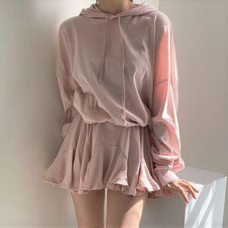 Set: Plain Hoodie + A-line Skirt