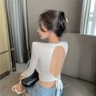Crop Long-sleeve Knit T-shirt