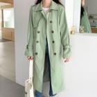 Double-breasted Plain Long Trench Coat