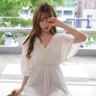 3/4-sleeve Wrap-front Lace-trim Top