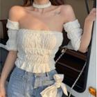 Set: Tube Top + Choker + Arm Sleeves With Arm Sleeves - Off-white - One Size