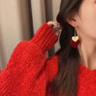 Flannel Heart Dangle Earring 1 Pair - Earring - One Size