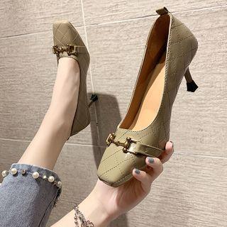 Quilted Spool-heel Pumps