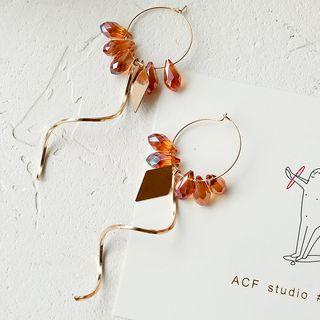 Bead Mini Hoop Swirl Dangle Earring