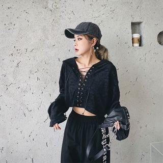 Hooded Crop Long-sleeve T-shirt