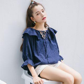 Ruffle Off-shoulder 3/4-sleeve Blouse