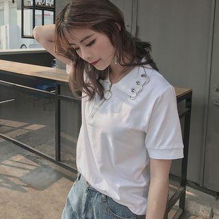 Ring Detail Short-sleeve Polo Shirt