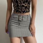 Low Waist Striped Mini Skirt With Belt