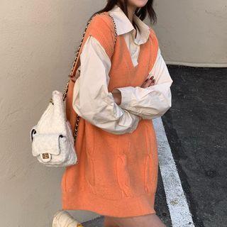 Loose-fit Knit Vest / Loose-fit Plain Shirt