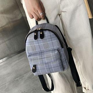 Faux Leather Plaid Mini Backpack