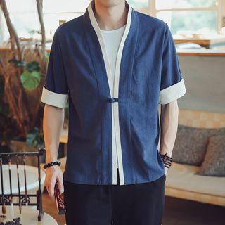 Contrast Trim Short-sleeve Jacket