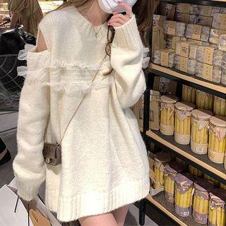 Cutout Frill Trim Sweater