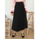 Wrap-front Pleated Maxi Skirt