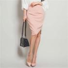Shirred-front Pencil Skirt