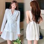 Set: Plain Blazer + Strappy A-line Dress