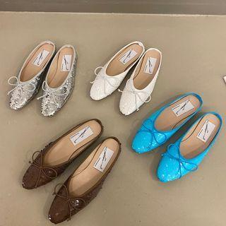 Sequin Bow Mules