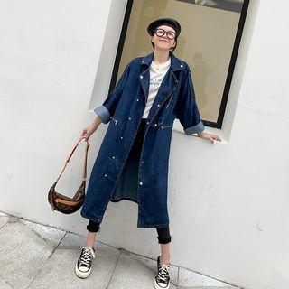 Zipped Long Denim Coat