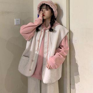 Button Vest / Embroidered Pullover / Straight-cut Pants