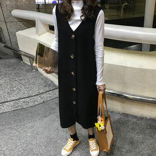 Plain Top / Plain V-neck Midi Dress