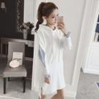 Long-sleeved Loose-fit Hooded Plain Long Sheath Dress