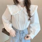 Collared Blouse 6857-2 - White - One Size