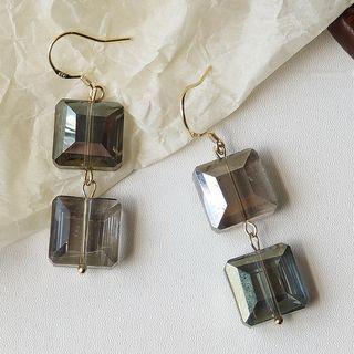 Square Faux Crystal Dangle Earring 1 Pair - 1933 - Black - One Size