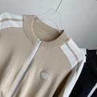 Two-tone Logo Zip-up Cardigan