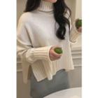 Turtleneck Wool Blend Rib Sweater